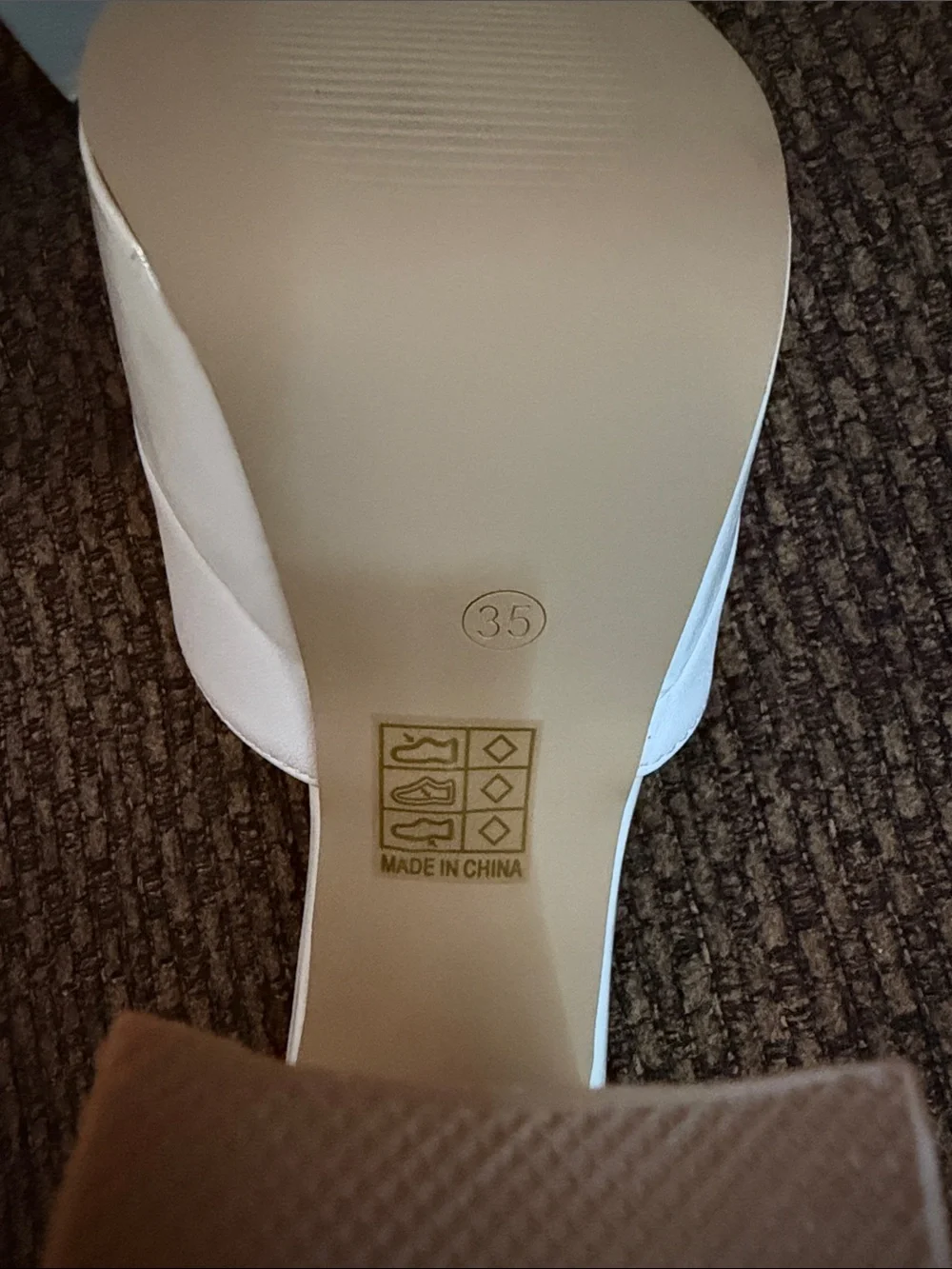 White Platform Block Heel Slide Sandals Size 35/5